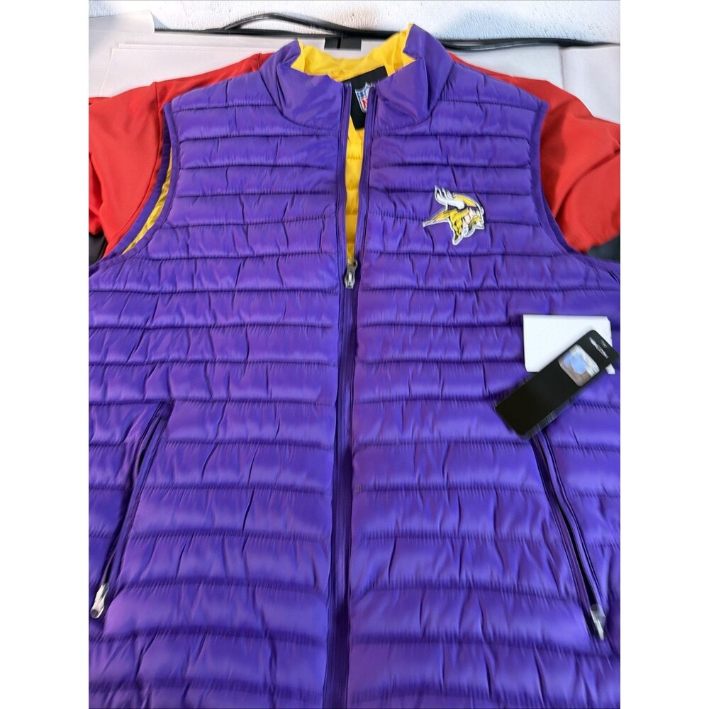 NWT MITCHELL & NESS NFL MINNESOTA VIKINGS PURPLE PUFFER VEST JACKET SIZE Large
